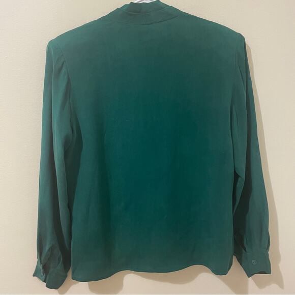 Vintage J Mclaughlin Emerald Green 100% Silk Blouse Size 4 - Picture 6 of 6